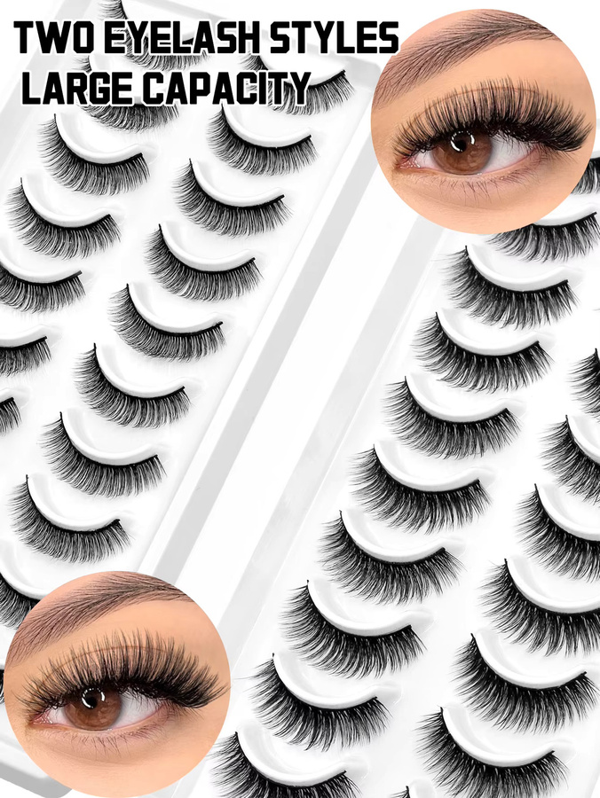 VELTRINAY Wispy Cat Eye Wimpern, 20 Paar, 3D Nerz-Kunstwimpern, Unisex - Bild 2