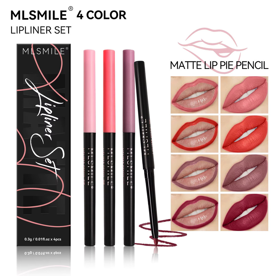 MLSMILE Lippenstift-Set, 4 Farben, matt, wasserfest, Unisex - Bild 3