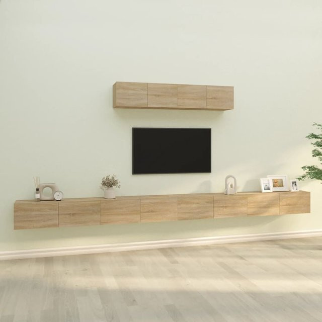 Vidaxl 6er Set TV-Schränke aus Holzwerkstoff in Sonoma-Eiche und Braun, Wandmontage für dein Wohnzimmer - Bild 1