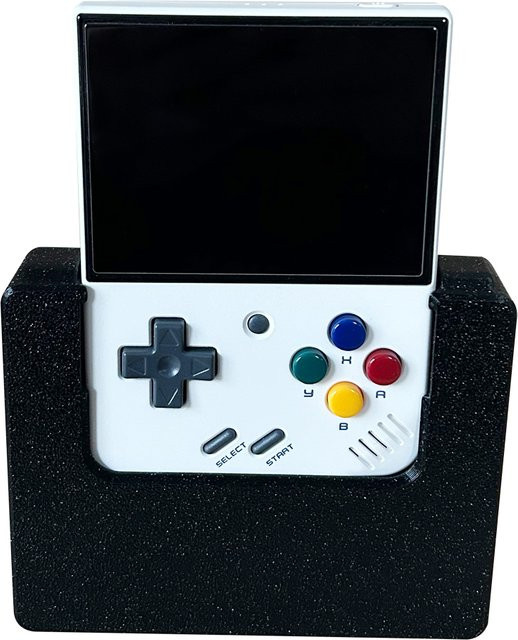 Miyoo Mini Plus Grip Case 3-in-1 Hartschalenhülle in Schwarz für Miyoo Mini mit 3D-gedruckter DIY-Hülle, Griff und Ausstellungsständer - Bild 1