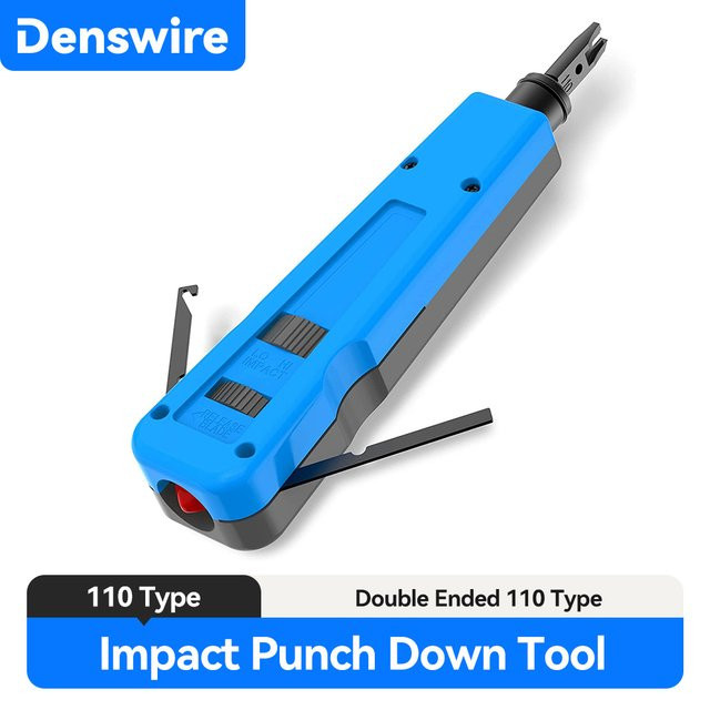Denswire Impact 110 Einpresswerkzeug mit abnehmbarem Kabelhaken für RJ45 Cat6/Cat5e Terminals in Blau - Bild 1