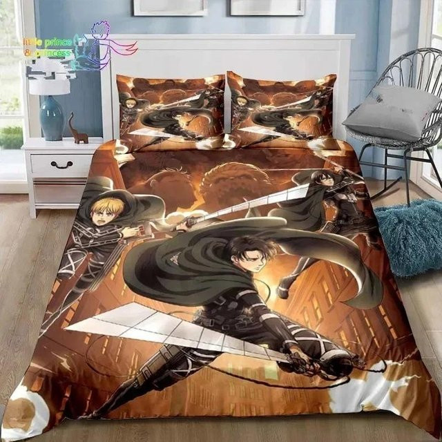 Anime Attack on Titan Bettwäscheset mit Motiv aus Mikrofaser, Mehrfarbig, B/H: 260 x 220 cm - Bild 1