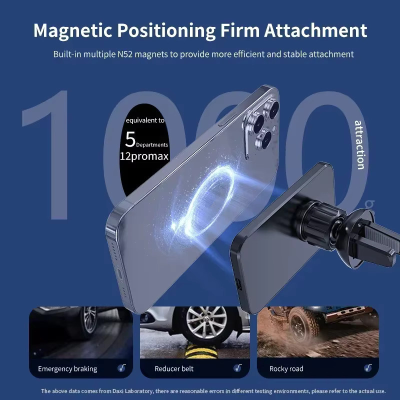 VIKEFON Magnetisches kabelloses Ladegerät und Autotelefonhalter für iPhone, Samsung und Xiaomi in Schwarz - Bild 2