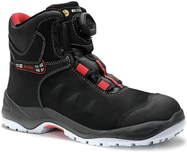 Elten Sicherheitsstiefel Till Boa Mid ESD S3 aus Rindleder in Schwarz-Rot Größe 48 - Bild 1
