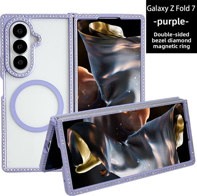 Glitzernde magnetische PC-Doppelseitige Diamant-Handyhülle für Samsung Galaxy Z Fold 7 6 5 4 3 in Gold - Bild 1