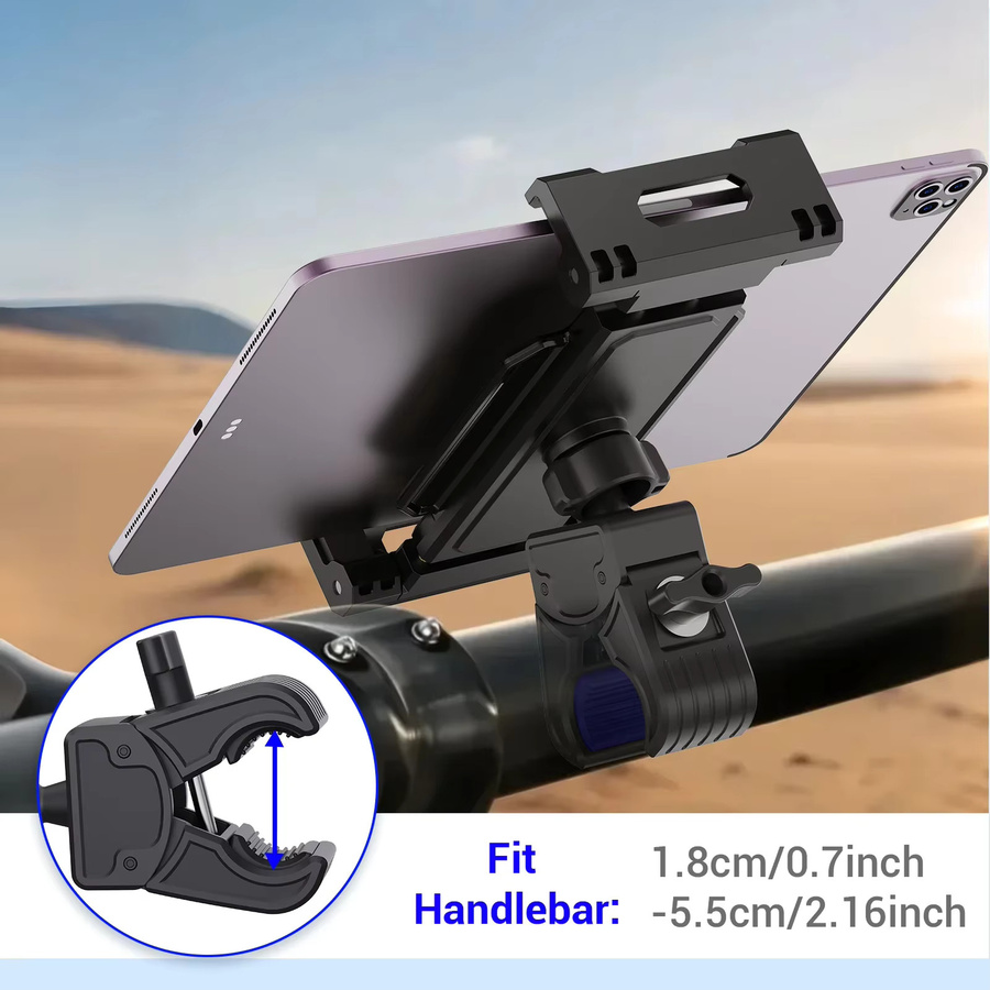 Homhu Tablet und Handy Halterung für Laufband und Fahrrad mit 360 Grad Rotation, verstellbarer Clip in Schwarz oder Orange - Bild 3