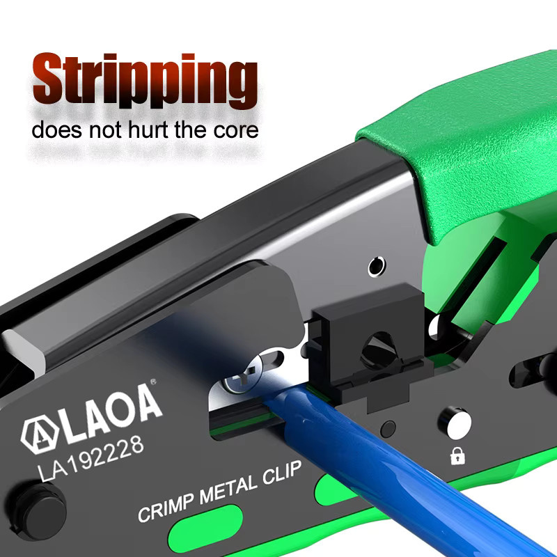 LAOA Multifunktions Netzwerk-Crimper Green – Netzwerk-Crimpzange mit Drahtschneider und Abisolierer für CAT5/6/7 Kabel - Bild 3