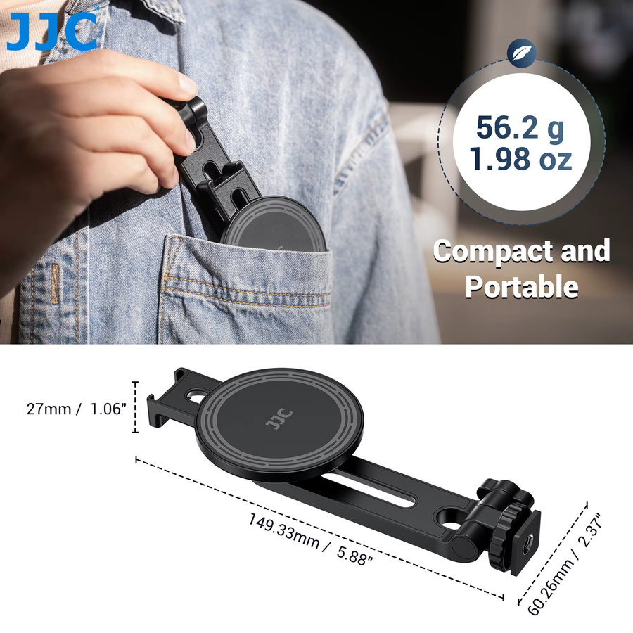 JJC Magnetische Handyhalterung in Schwarz für iPhone 17 16 15 14 mit Blitzschuh und 1/4 Zoll Gewinde für Stativnutzung in vertikaler und horizontaler Ausrichtung - Bild 5