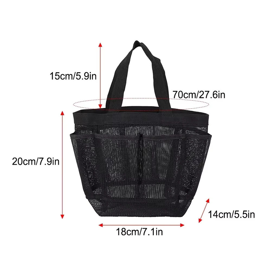 Bonytain Tragbare Waschtasche aus Netzstoff in Schwarz, Hängender Duschorganizer und Kosmetikbeutel zum Schnelltrocknen, Breite: 20,0 cm, Tiefe: 18,0 cm - Bild 4