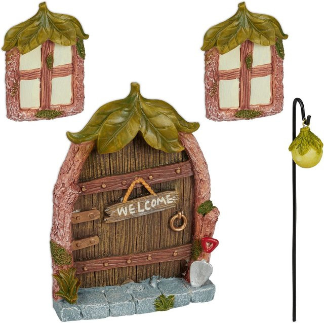 Relaxdays Feentür Set aus Polyresin in Bunt, H: 14 cm, B: 10 cm, T: 2 cm - Bild 1