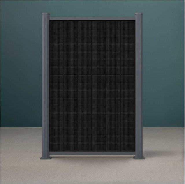 FM-Solar PV Zaun Classic vertikaler Sichtschutzzaun Solarzaun Zaunfeld in Anthrazit B/H: 128,5 x 185,0 cm - Bild 1