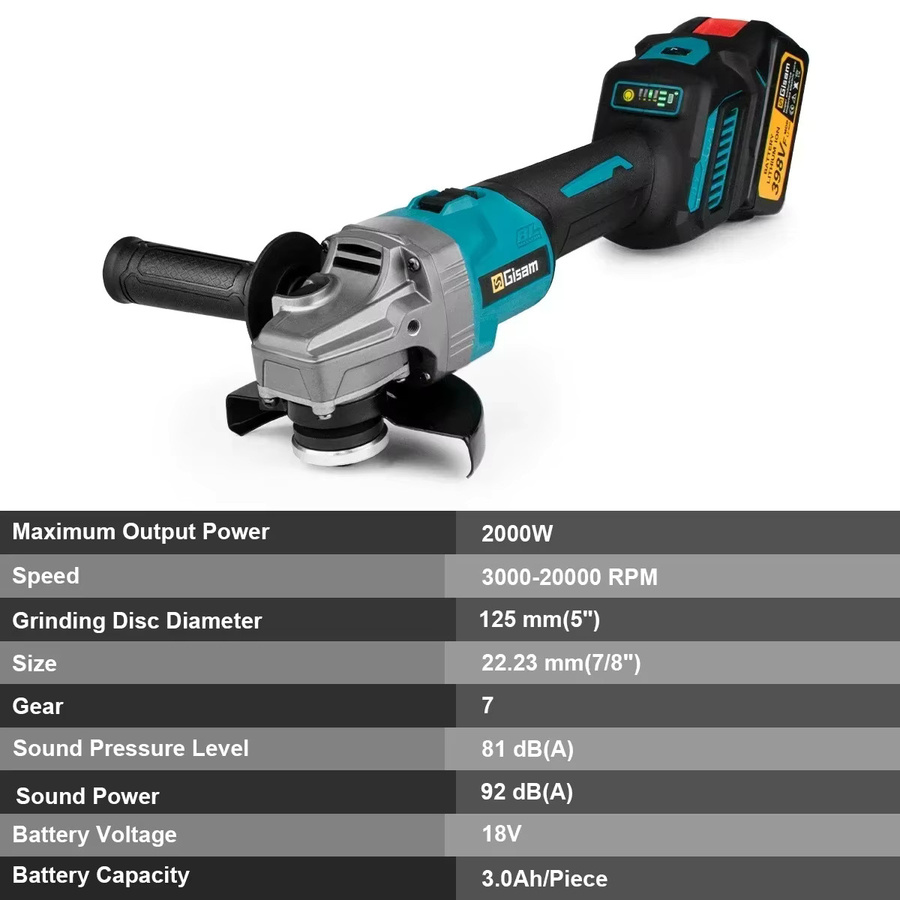 G nto Bürstenloser elektrischer Winkelschleifer 125 mm kompatibel mit Makita 18 V Akku-System zum Schleifen und Polieren - Bild 2