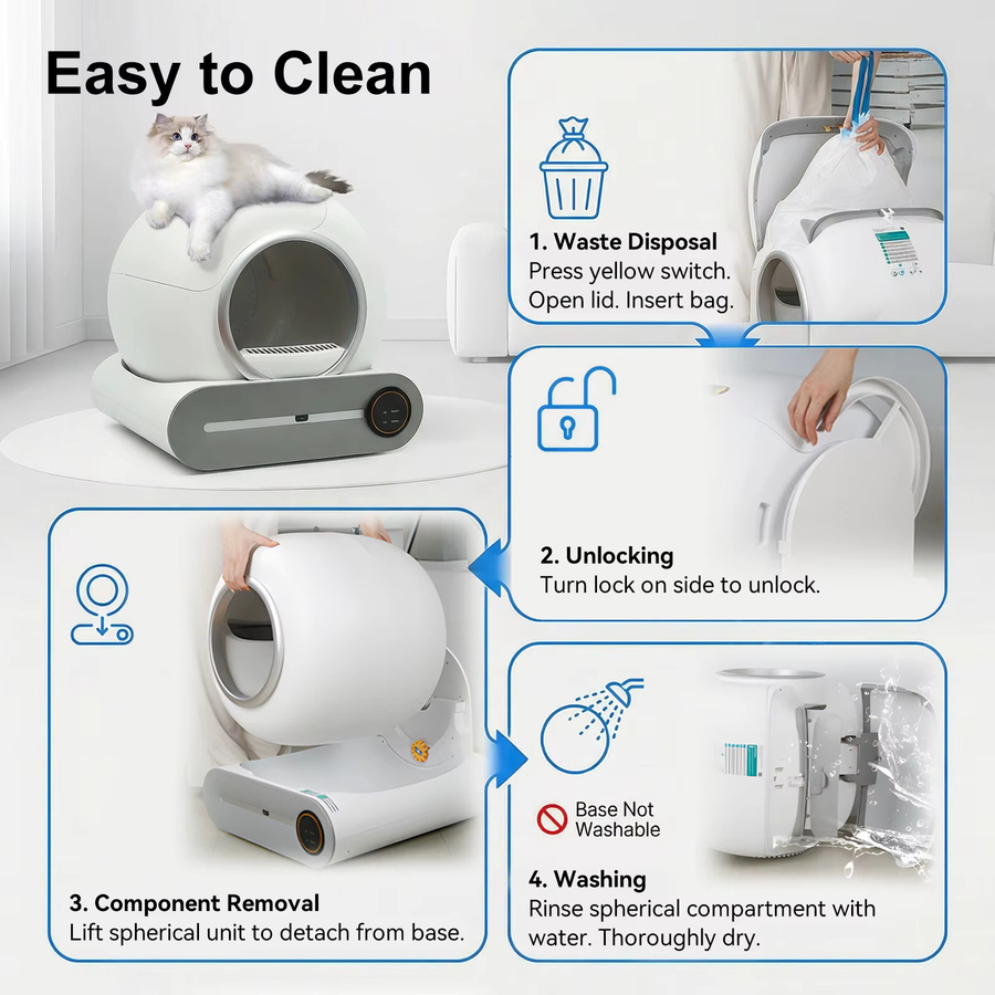 YUNMIAN Intelligente selbstreinigende Katzentoilette mit App-Steuerung, 65L, Weiß - Bild 2