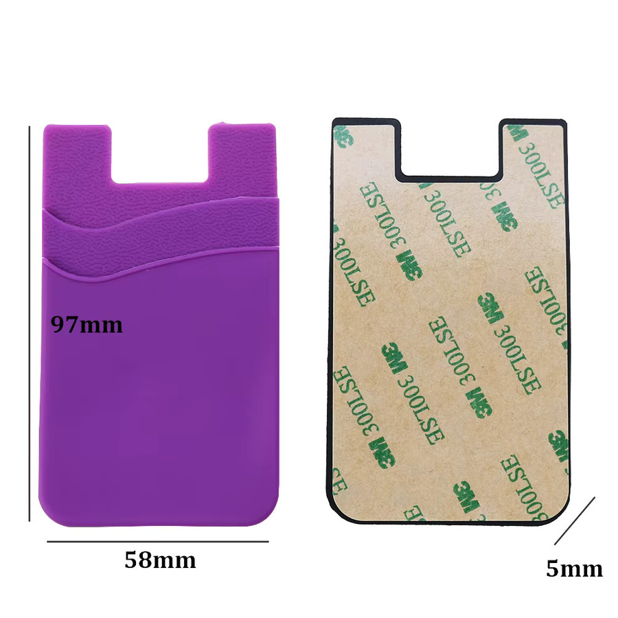Silikon Handy Kartenhalter Brieftasche mit Klebestreifen in Grau für Smartphone und ID-Karten - Bild 4