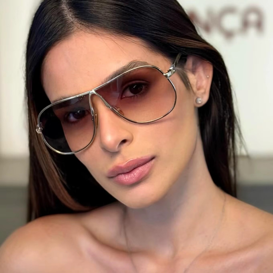 Salutami Sonnenbrille, Vollrand, Rosa, Damen, Metall, Übergroße Farbverlauf-Sonnenbrille - Bild 3