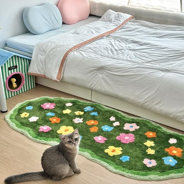 VIKAMA Pastoral Floral Teppich, weich und maschinenwaschbar für Wohnzimmer und Schlafzimmer - Bild 1