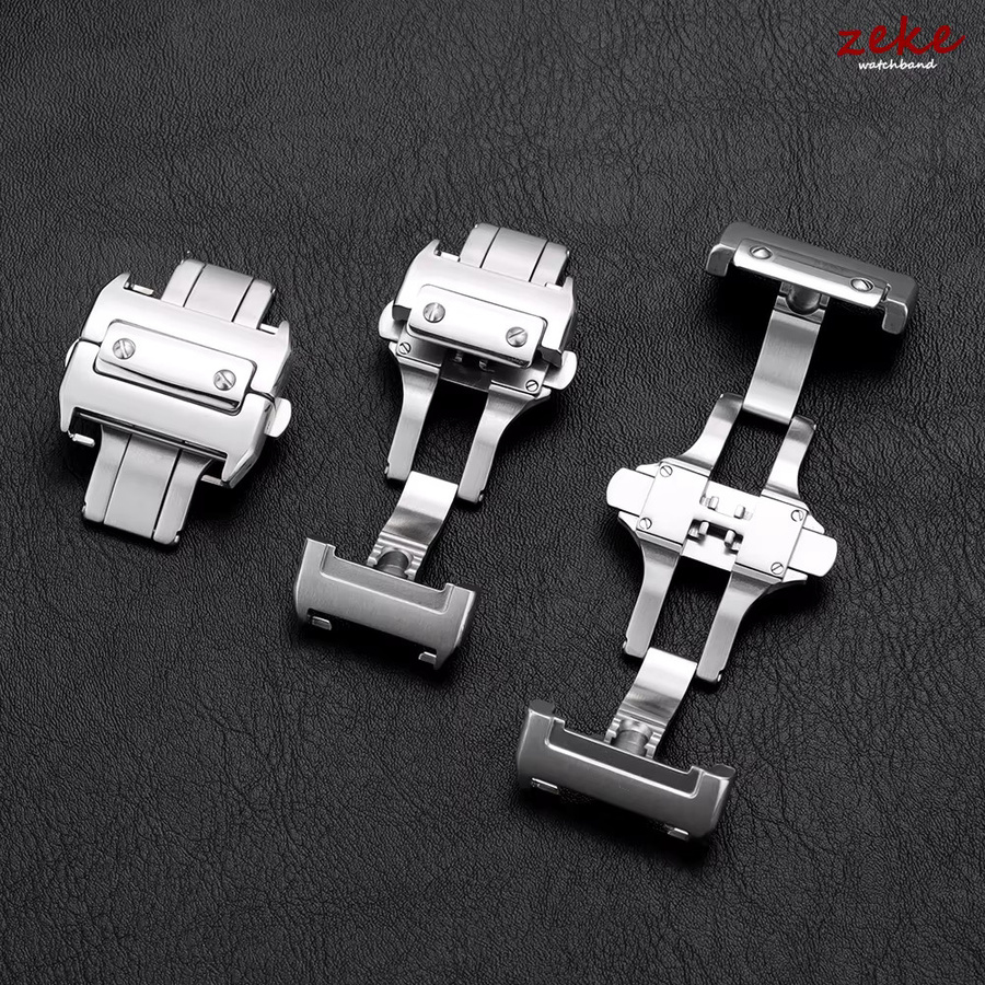 crazyband Uhrenverschluss Edelstahl, Schmetterlings-Faltschließe, Silber, Unisex - Bild 2