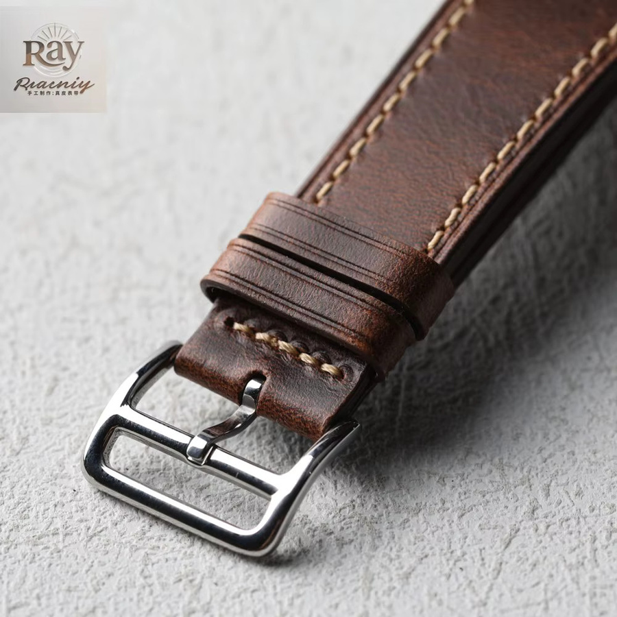 Raystray Uhrenarmband Echtleder, Vintage, Schwarz - Bild 2