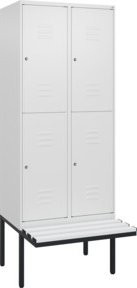 C+P Doppelstock-Spind Classic PLUS Sitzbank mit 2 Abteilen, Farbe: Weiß/Grau, B/T/H: 212 x 80 x 81,5 cm - Bild 1