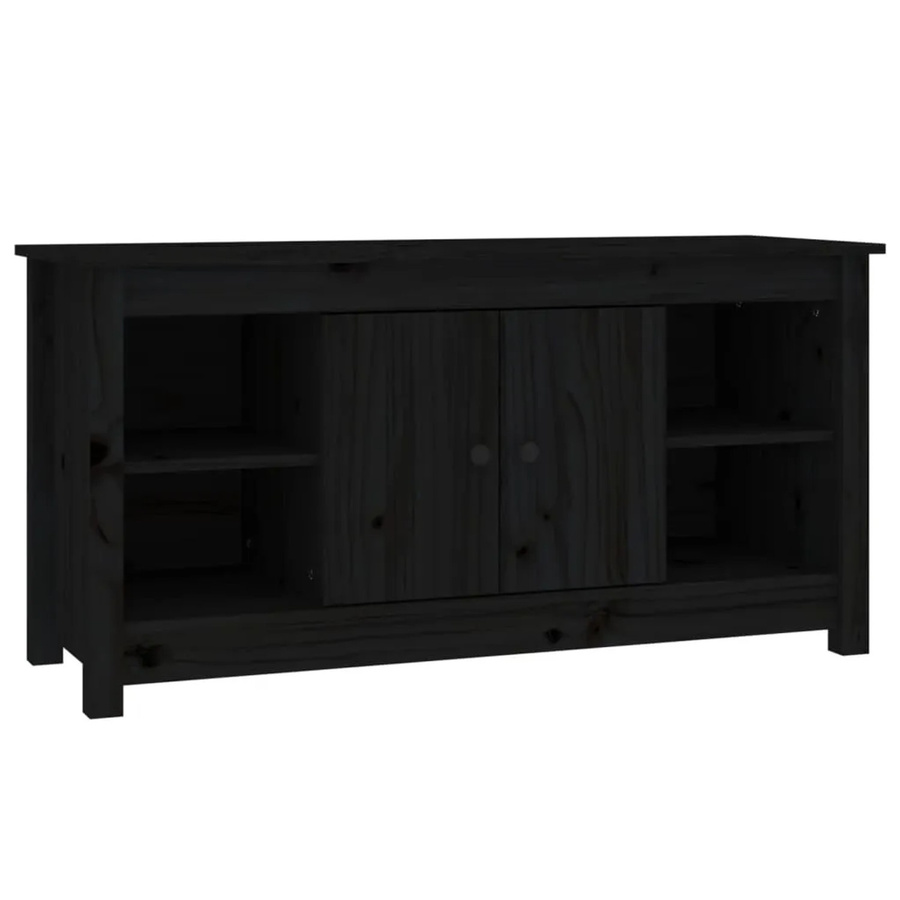 vidaXL TV-Schrank aus massivem Kiefernholz in Schwarz, rustikales Design, B/T/H: 103 x 36,5 x 52 cm - Bild 2