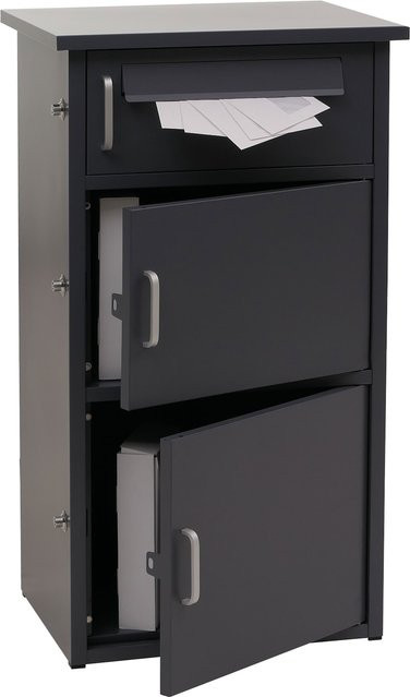 Paketkasten MCW-O51 Paketbox mit 3 Fächern aus Stahl in Anthrazit Grau, H x B x T: 89 x 49 x 38 cm - Bild 1