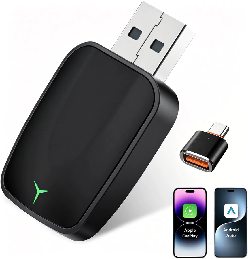 uhulamb 2-in-1 Kabelloser CarPlay und Android Auto Adapter Mini-Box in Schwarz für Nissan als Plug-and-Play Anschluss - Bild 3