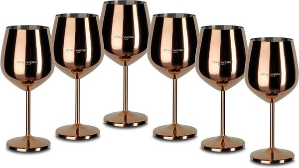 ECHTWERK Edelstahlgläser Kupfer, 6er Set, 0,5 l pro Glas
