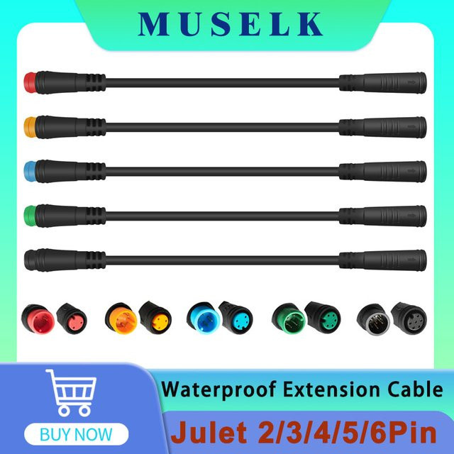 Julet Wasserdichtes Verlängerungssignalkabel für Elektrofahrräder, 2/3/4/5/6 Pins, Schwarz, geeignet für Gashebelanzeige und elektronische Bremslichter - Bild 1