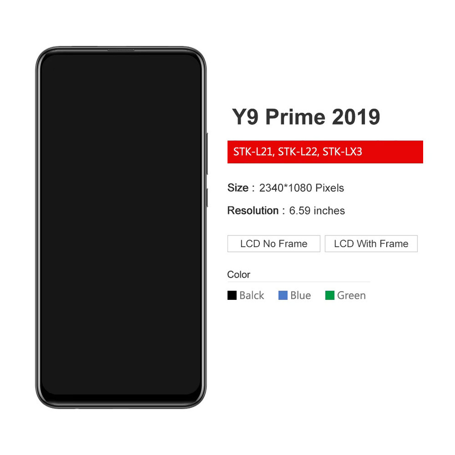 Huawei LCD-Display mit Touchscreen-Digitizer und Rahmen-Baugruppe für Y9 Prime 2019 / P Smart Z in Schwarz - Bild 2