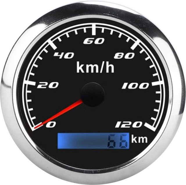 GoolRC GPS-Tachometer mit Zeiger und Kilometerzähler 0-120 km/h sowie 0-999999 km, IP67 wasserdicht, 9-32VDC Universal für Auto, LKW und Boote, Schwarz - Bild 1