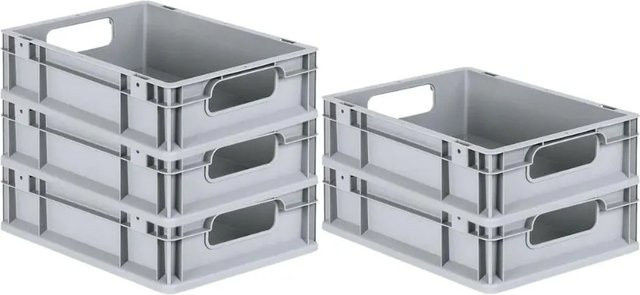 PROREGAL Spar Set 5x Eurobox Nextgen Economy Transportboxen mit offenen Griffen, Grau, H x B x T: 12 x 30 x 40 cm, 11 Liter pro Behälter - Bild 1