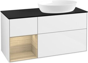 V&B Waschtischunterschrank Finion in Weiß lackiert mit Eichenregal, Breite: 120 cm, Tiefe: 50,1 cm, Höhe: 50,1 cm - Bild 1