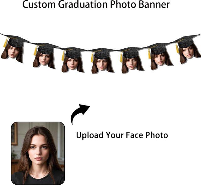 10 Stück personalisierte Abschluss-Wimpelkette mit Foto-Gesichtern von cyuan für deine Abschlussfeier 2025 - Bild 1