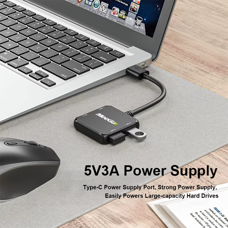 MeeGoo USB C Dockingstation mit Gigabit Ethernet-Adapter, USB 3.0 Hub und 100 W Ladestation in Schwarz - Bild 3