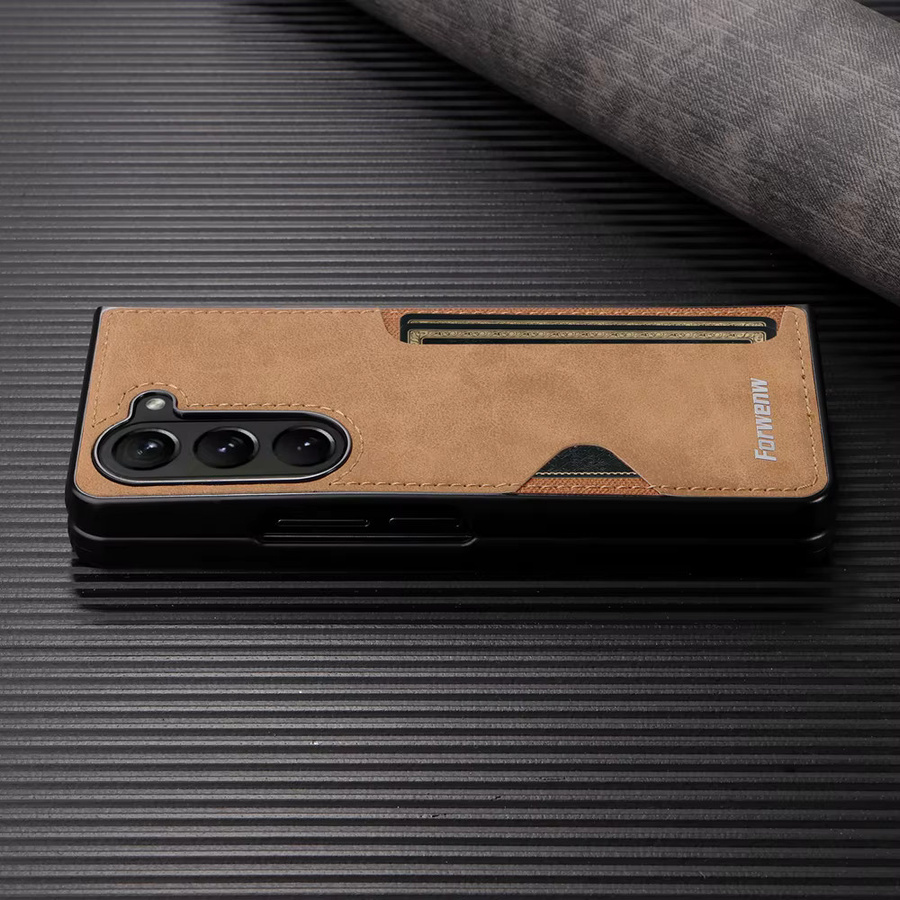 Leder-Handtasche für Samsung Galaxy Z Fold 7 6 5 4 3 mit Kartenfächern in Schwarz - Bild 4
