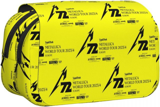 Metallica M72 World Tour Federmäppchen aus Leder in Gelb mit Hartschale und Reißverschluss - Bild 1