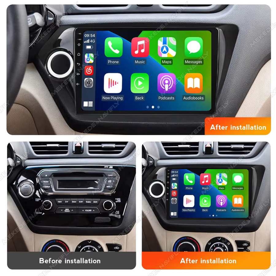 MEKEDE Android 14 Autoradio mit IPS-Bildschirm und GPS für Kia RIO 3 & 4 (2010 - 2018) in Schwarz mit Carplay Multimedia-Player und Audio Stereo System - Bild 2