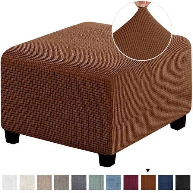 Bestbags Jacquard Ottomanenbezug Stretch Hockerhülle für Fußstützen in Braun - Bild 1