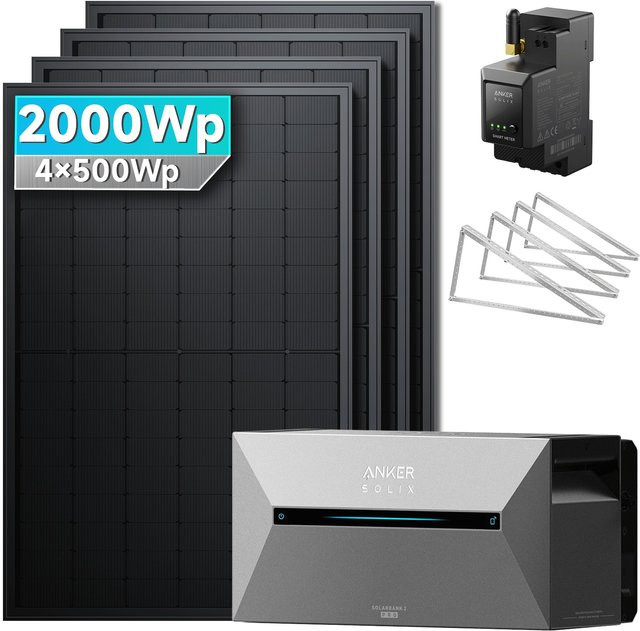 Anker SOLIX Solarbank 2 E1600 pro Balkonkraftwerk mit 2000W und Speicher in Schwarz inklusive Flachdachhalterung - Bild 1
