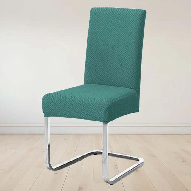 Bestbags Jacquard Stuhlbezug mit T-Muster in Türkis, elastischer Esszimmerstuhl Schutz aus Polyester und Elastan - Bild 1
