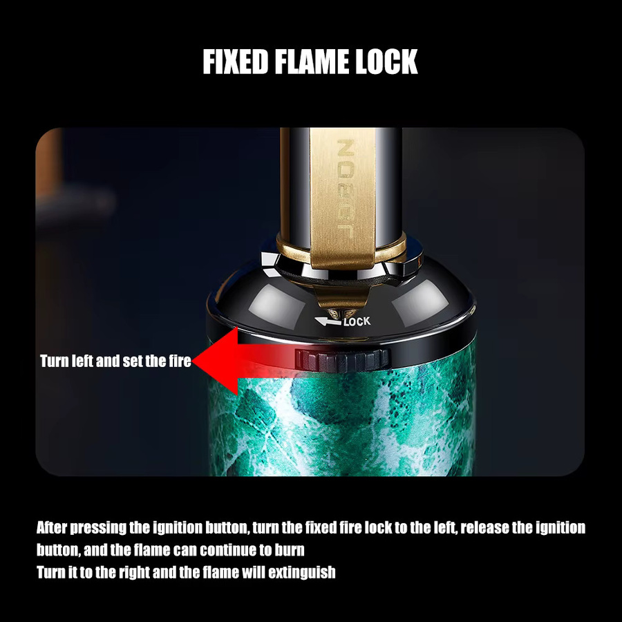 JOBON Retro Feuerzeug mit drei blauen Flammen in Blau und Multicolour mit verstellbarer Flammengröße und doppeltem Versicherungsschalter - Bild 3