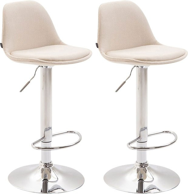 TPFLiving 2er Set Barhocker Kilian in Creme mit Chromoptik Metallgestell und Stoffbezug - Bild 1