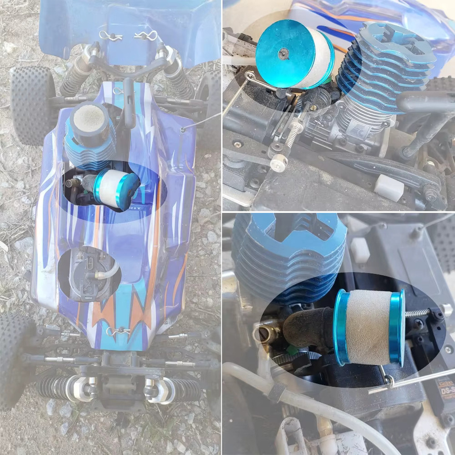 RcAidong Luftfilterelement mit Aluminiumkappe, Schwamm 04104, für 1/10 HSP Traxxas Himoto Redcat RC Nitro Truck Buggy - Bild 2