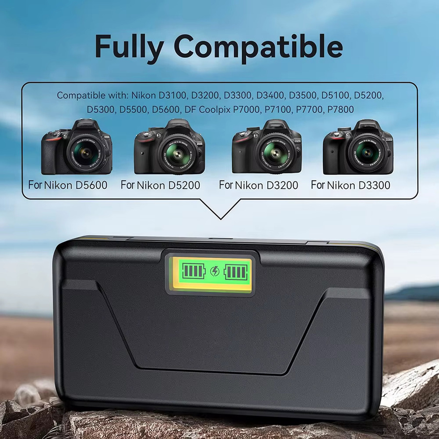 Nikon Dual-Slot-Akkuladegerät mit LCD-Bildschirm und schneller Ladefunktion für EN-EL14, D5300, D5500, D5600, Coolpix P7100, P7700, P7800 - Bild 5
