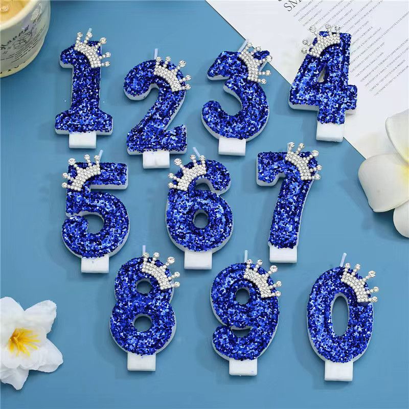 Blue Crown Digitale Kerze Elektrisches Dekoratives Ornament für Kuchen in Blau - Bild 1