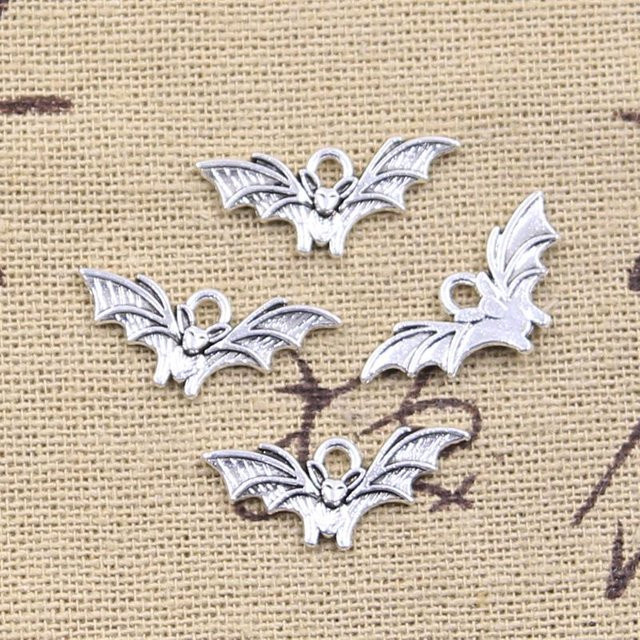 Binchi Outdoor Product Anhänger Halloween Fliege Fledermaus, Silber, Metall, 9x21mm - Bild 1