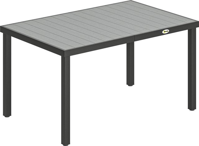 Outsunny Rechteckiger Gartentisch mit Stahlgestell und WPC-Lattenplatte in Grau, B/T/H: 140 x 90 x 74 cm - Bild 1