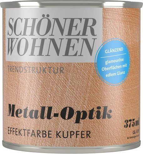 Schöner Wohnen Effektfarbe Trendstruktur in Metall-Optik Kupfer und Gold, 0,375 l - Bild 1