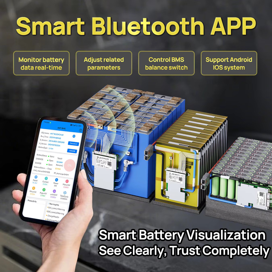 ANT Smart BMS Bluetooth Akku Balancer für LiFePO4 und Li-Ion, 4-32S, 40-420A, passend für 12V/24V/48V/72V, ideal für E-Bike, Elektro-Motorrad und Wechselrichter - Bild 3