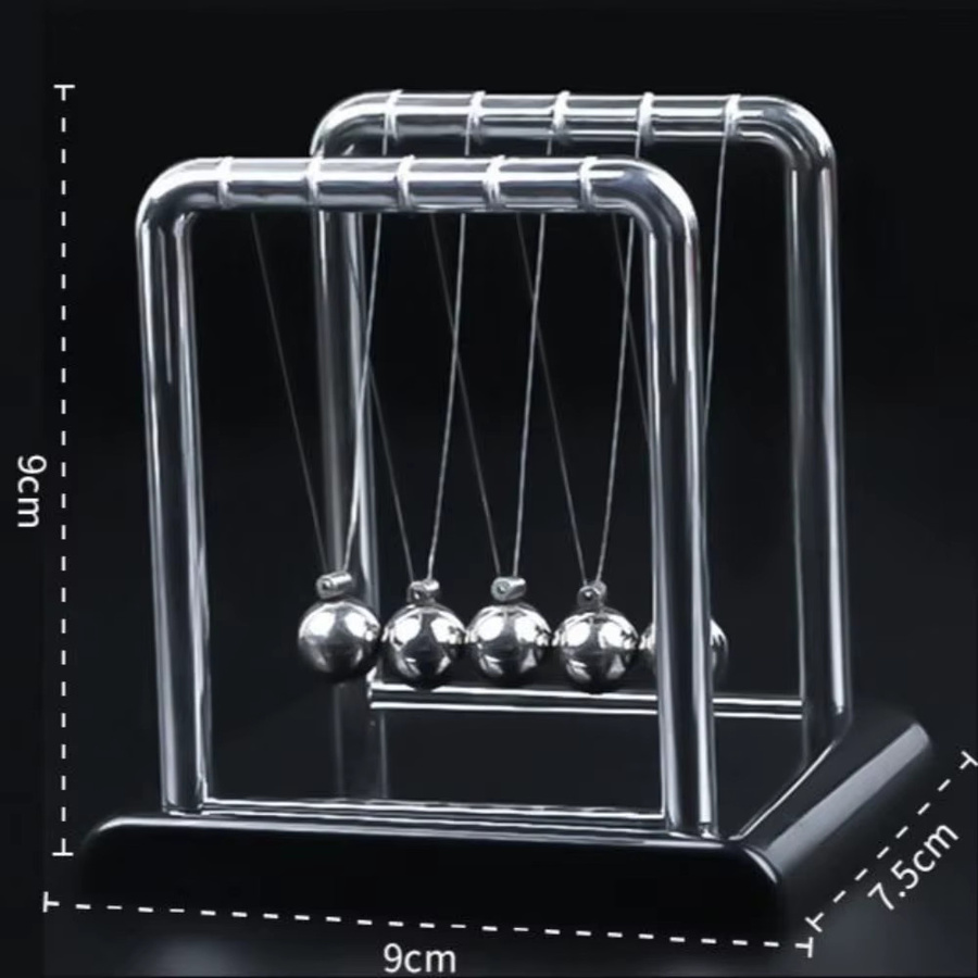 GUEN Newtons Wiege Stahlkugel-Balance-Modell, Physik-Wissenschaft Pendel, Metall, Grau - Bild 3